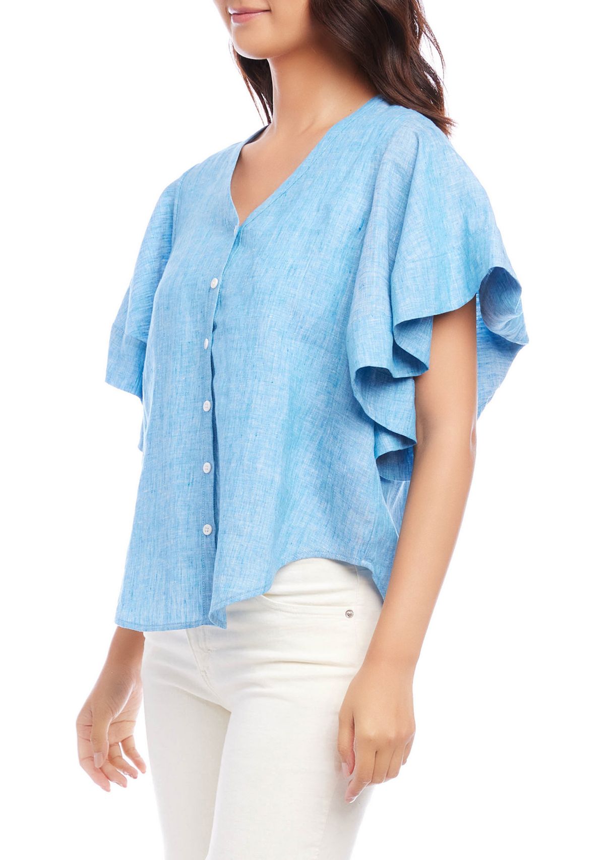 Womens Flutter Sleeve Top 