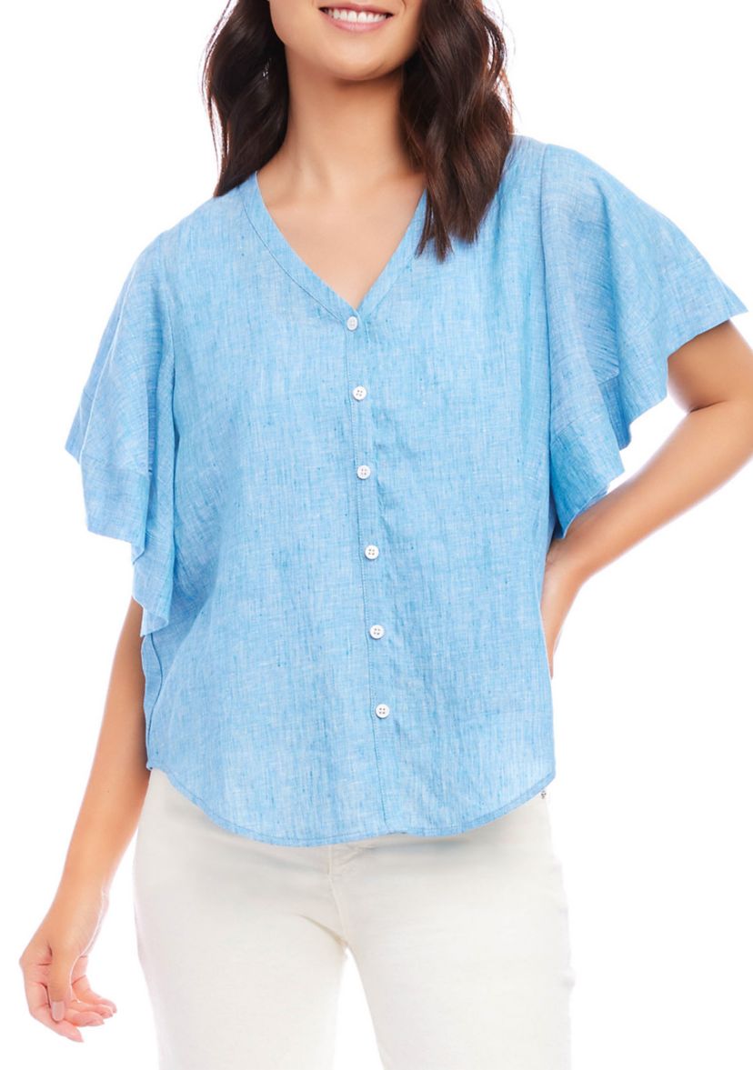 Womens Flutter Sleeve Top 