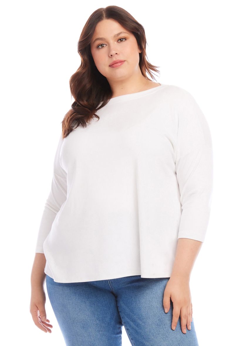 Plus Size Boat Neck Top