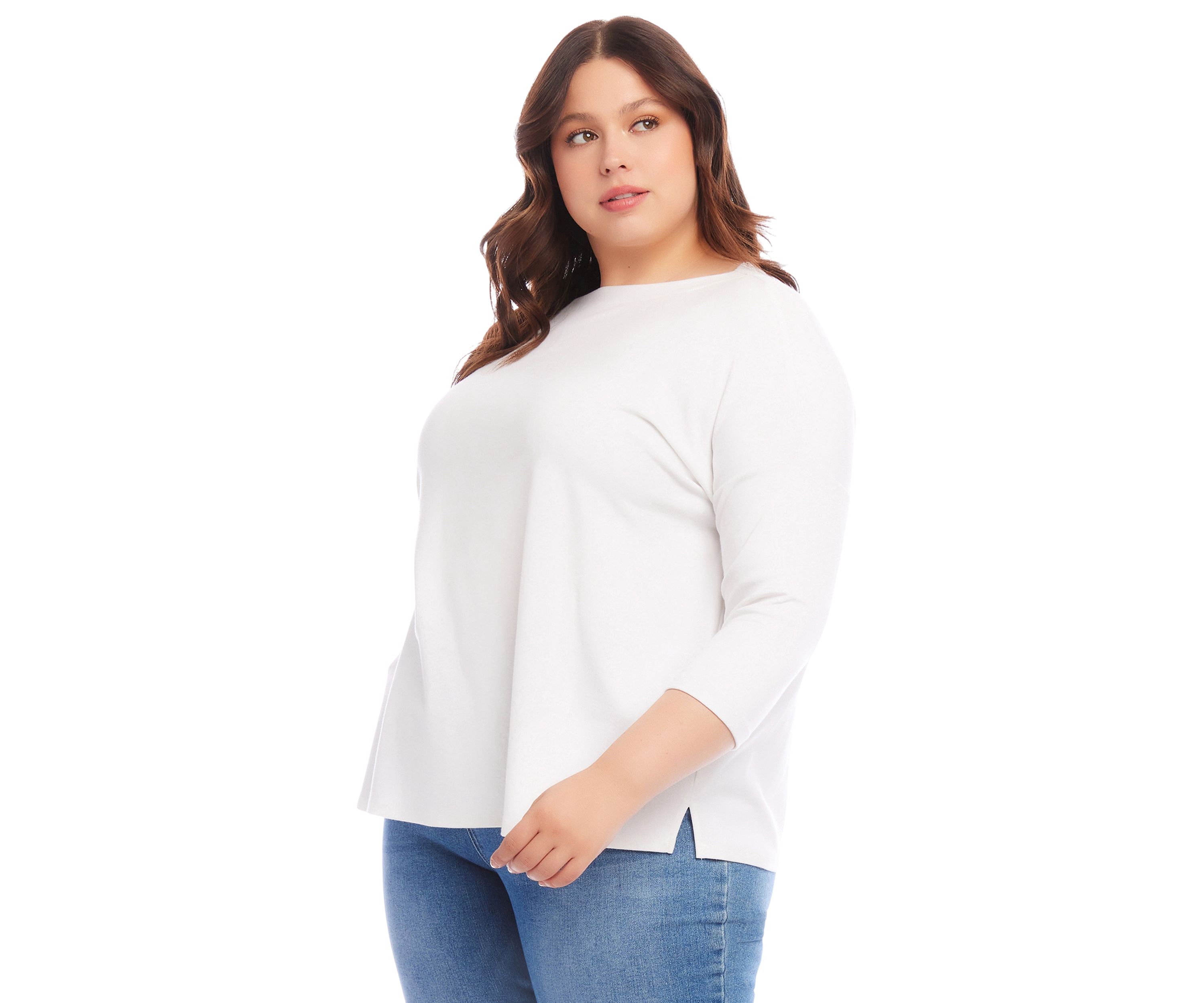 Plus Size Boat Neck Top