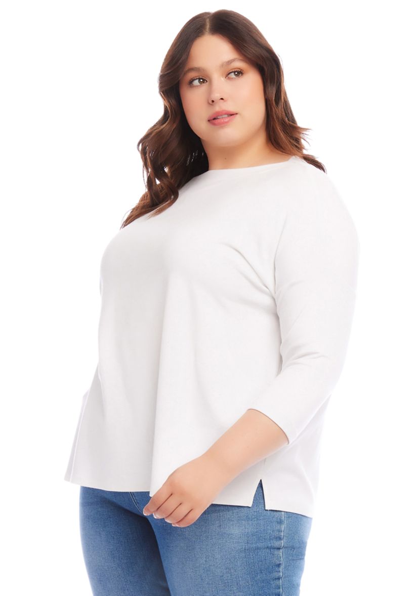 Plus Size Boat Neck Top