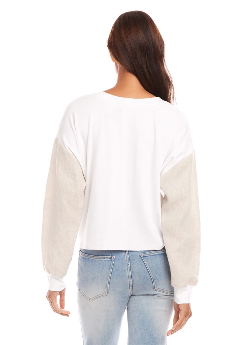 Womens Contrast Tie Front Top