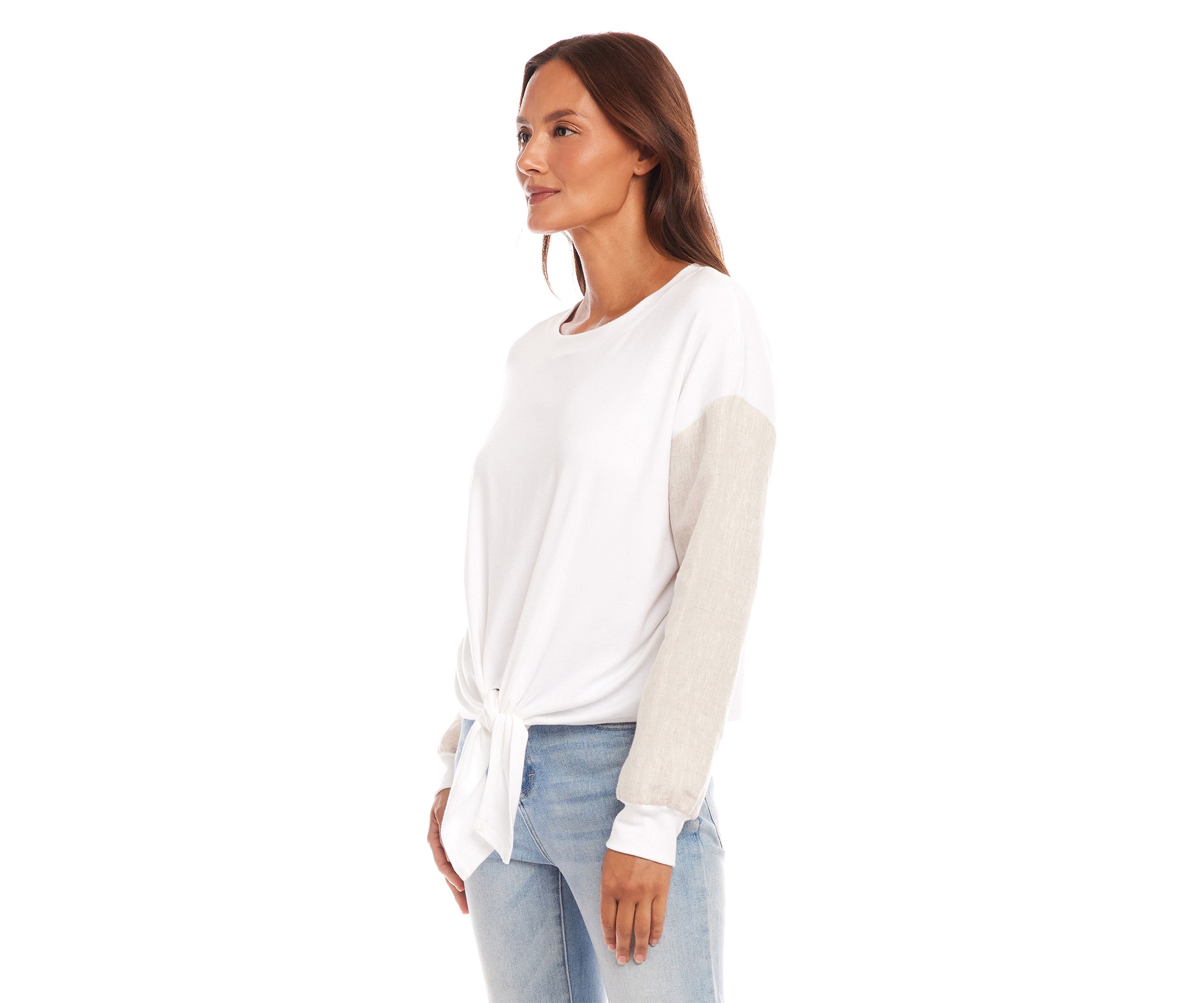Womens Contrast Tie Front Top