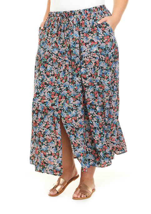 Karen Kane Plus Size Tiered Midi Skirt