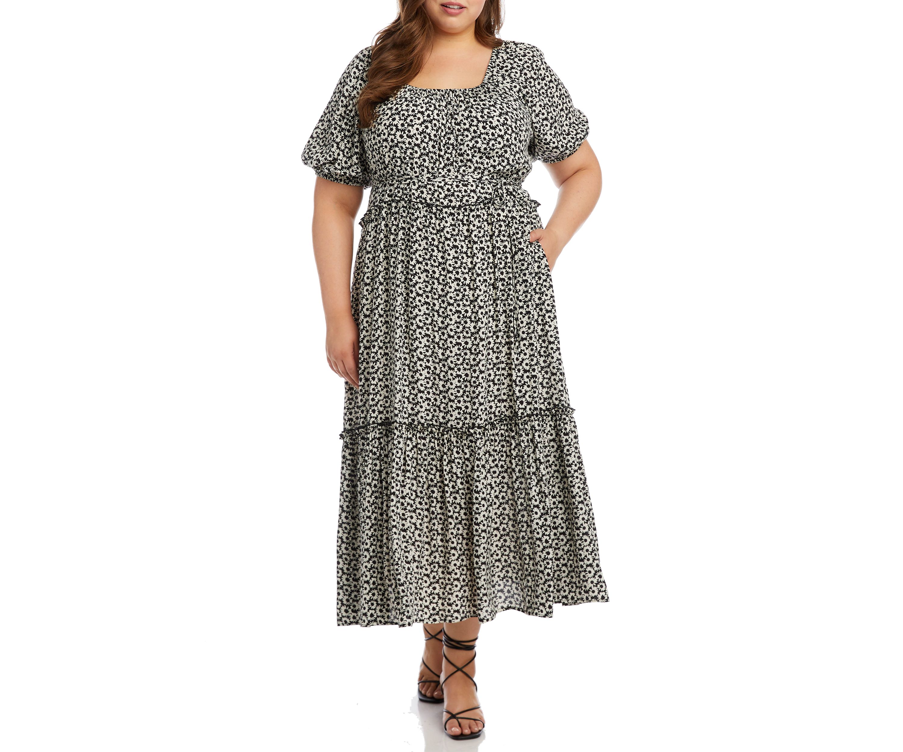 Plus Size Poof Sleeve Dress