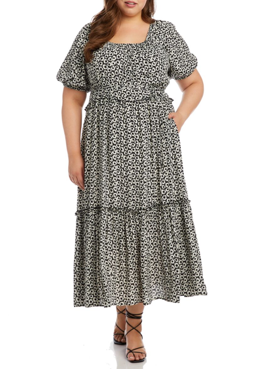 Plus Size Poof Sleeve Dress