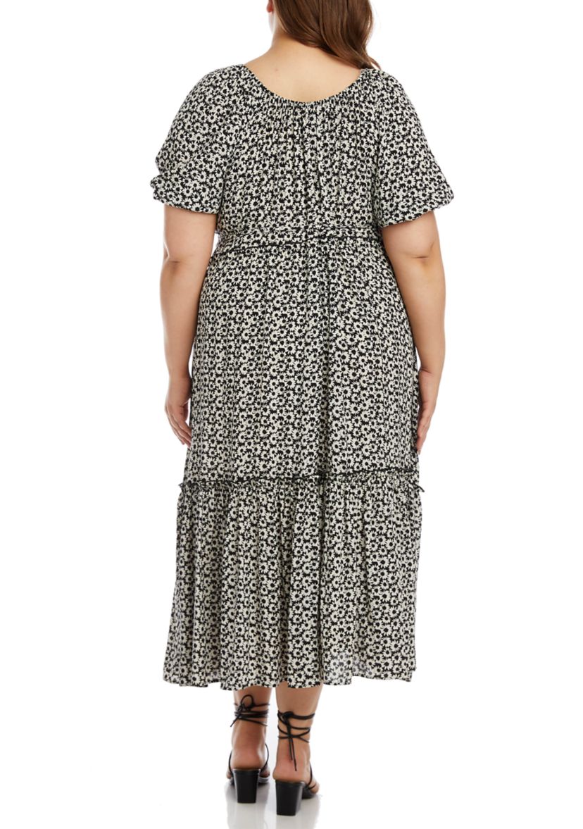 Plus Size Poof Sleeve Dress