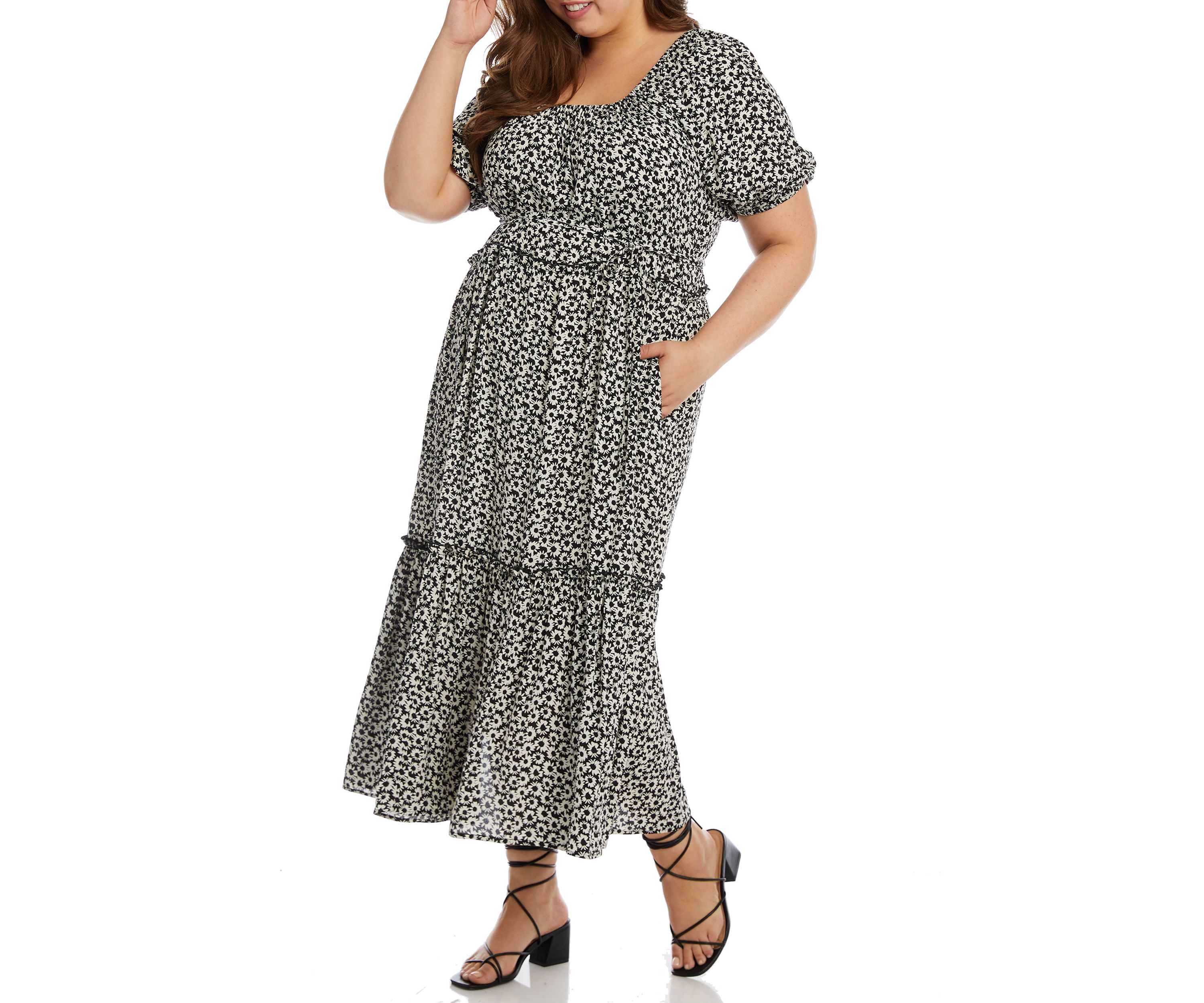 Plus Size Poof Sleeve Dress