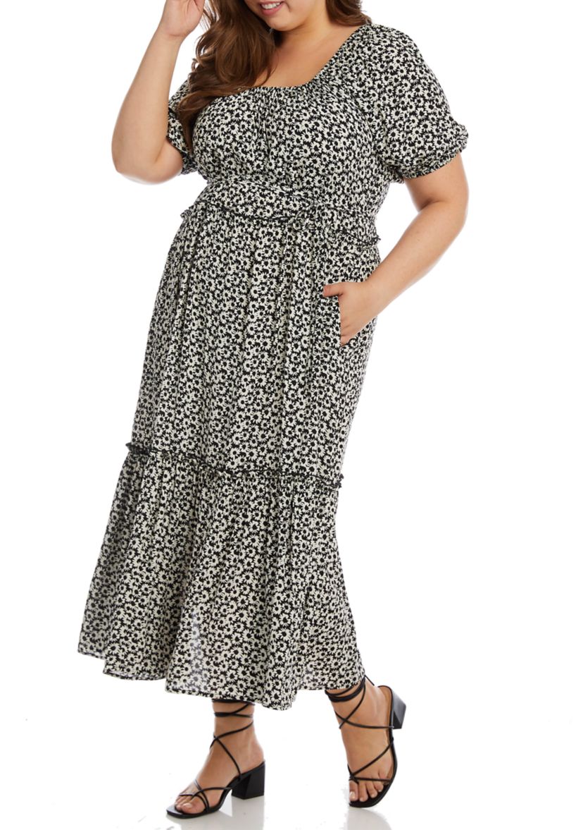 Plus Size Poof Sleeve Dress