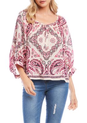 Women's Scarf Print Top