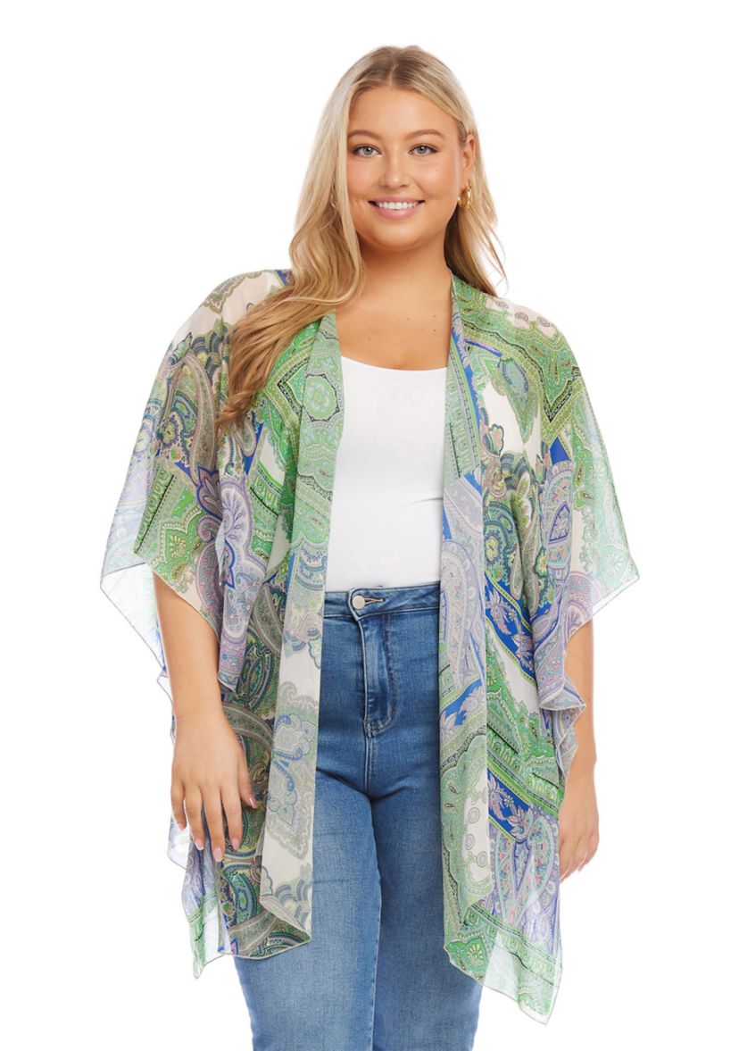 Plus Size Open Front Jacket