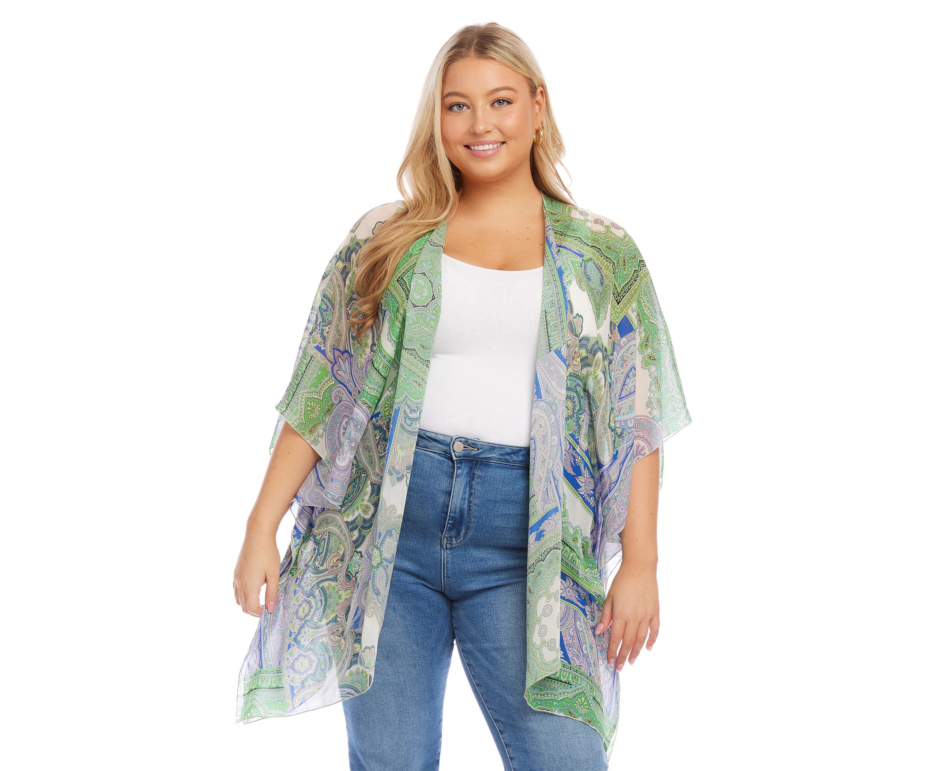 Plus Size Open Front Jacket