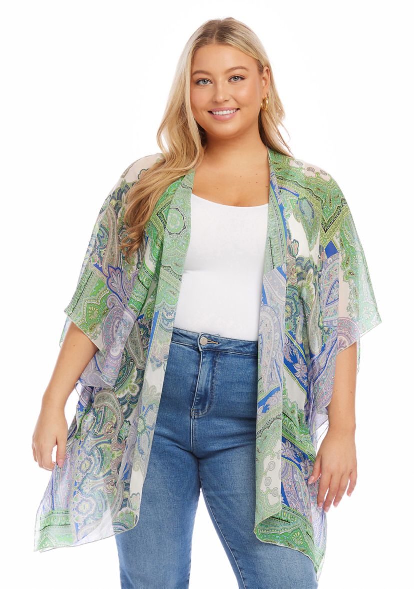Plus Size Open Front Jacket