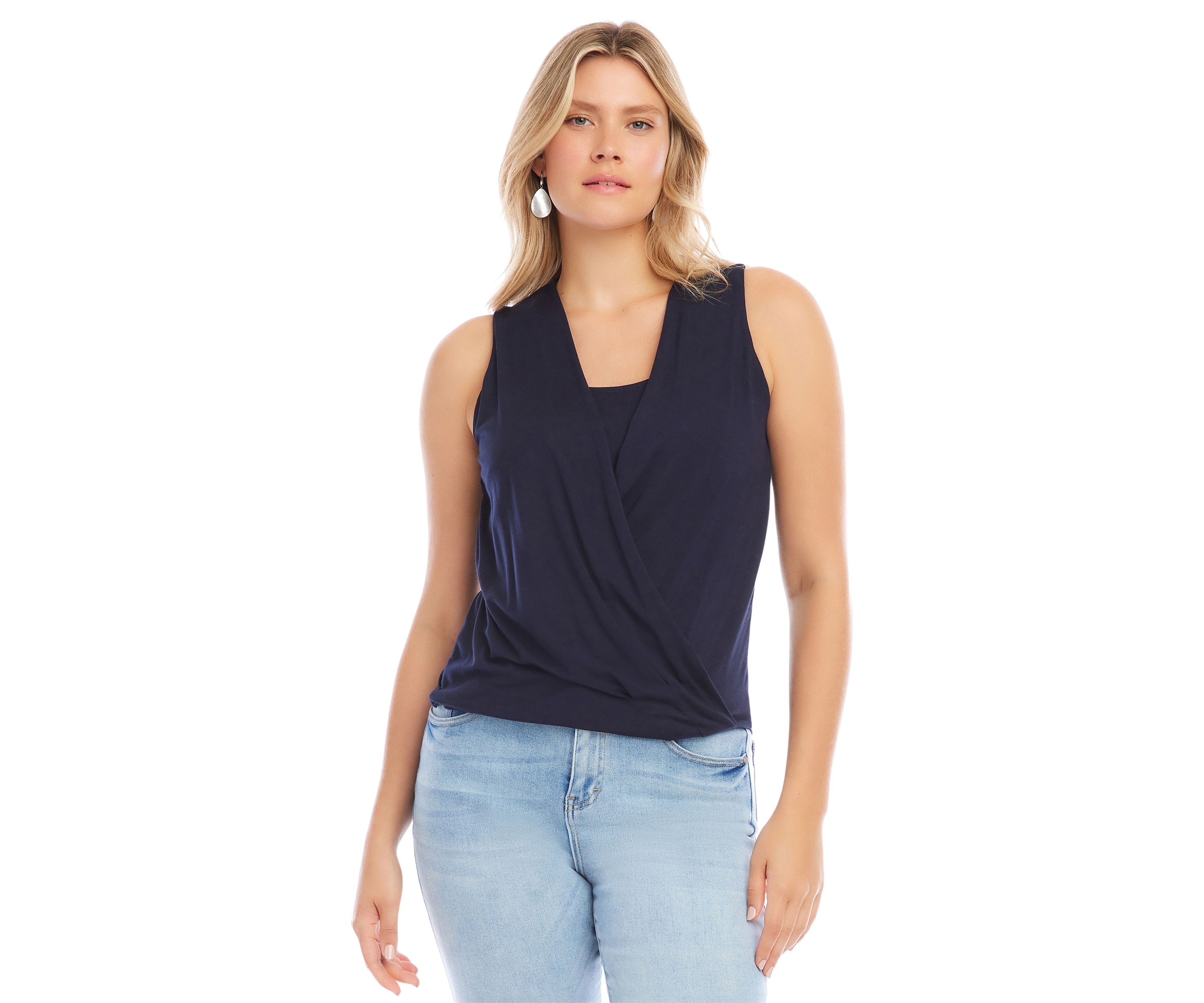 Womens Layered Drape Front Top