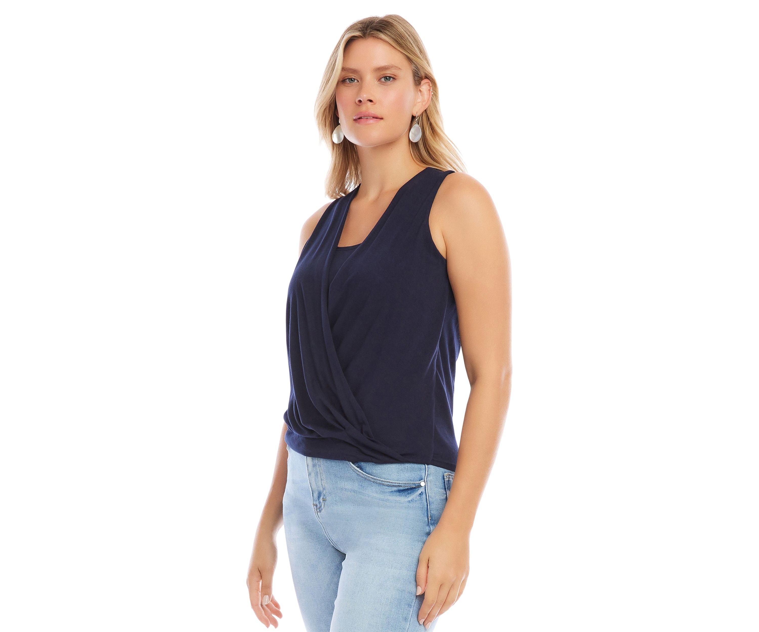 Womens Layered Drape Front Top