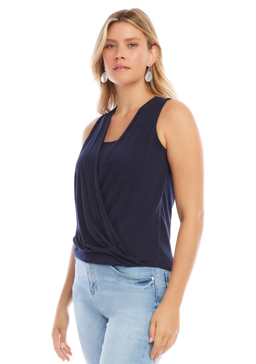 Womens Layered Drape Front Top
