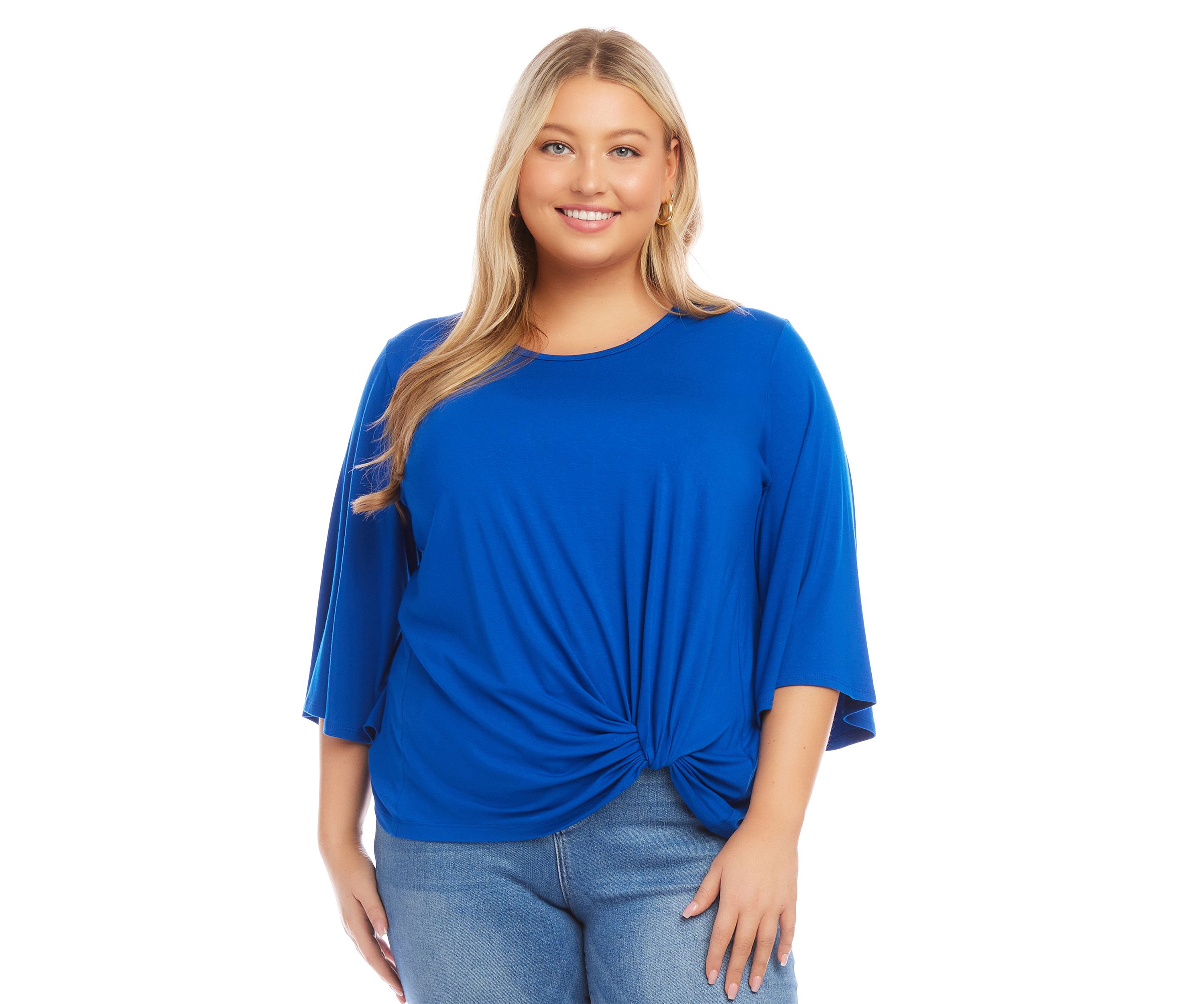 Plus Size Flare Sleeve Pick Up Top