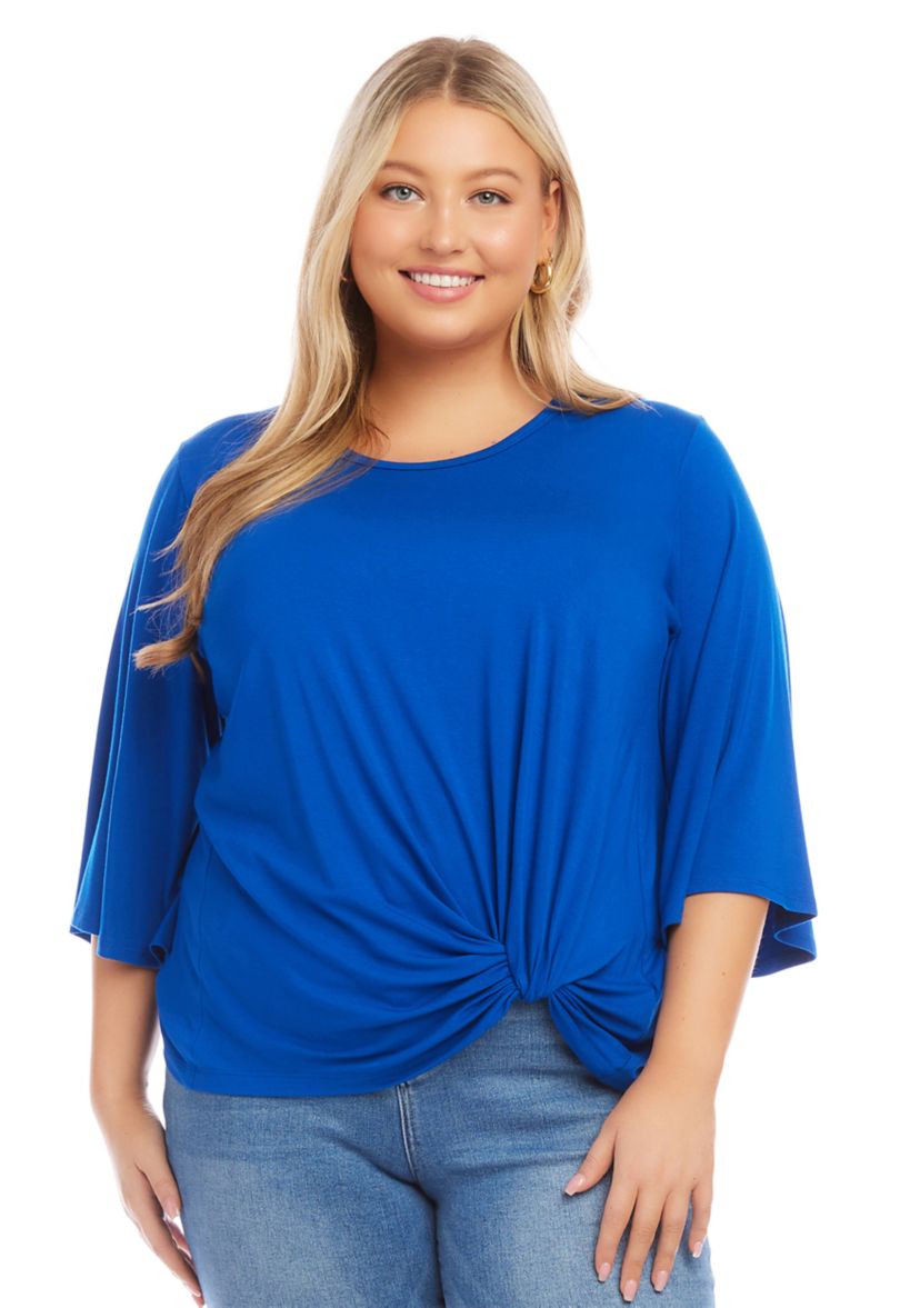Plus Size Flare Sleeve Pick Up Top