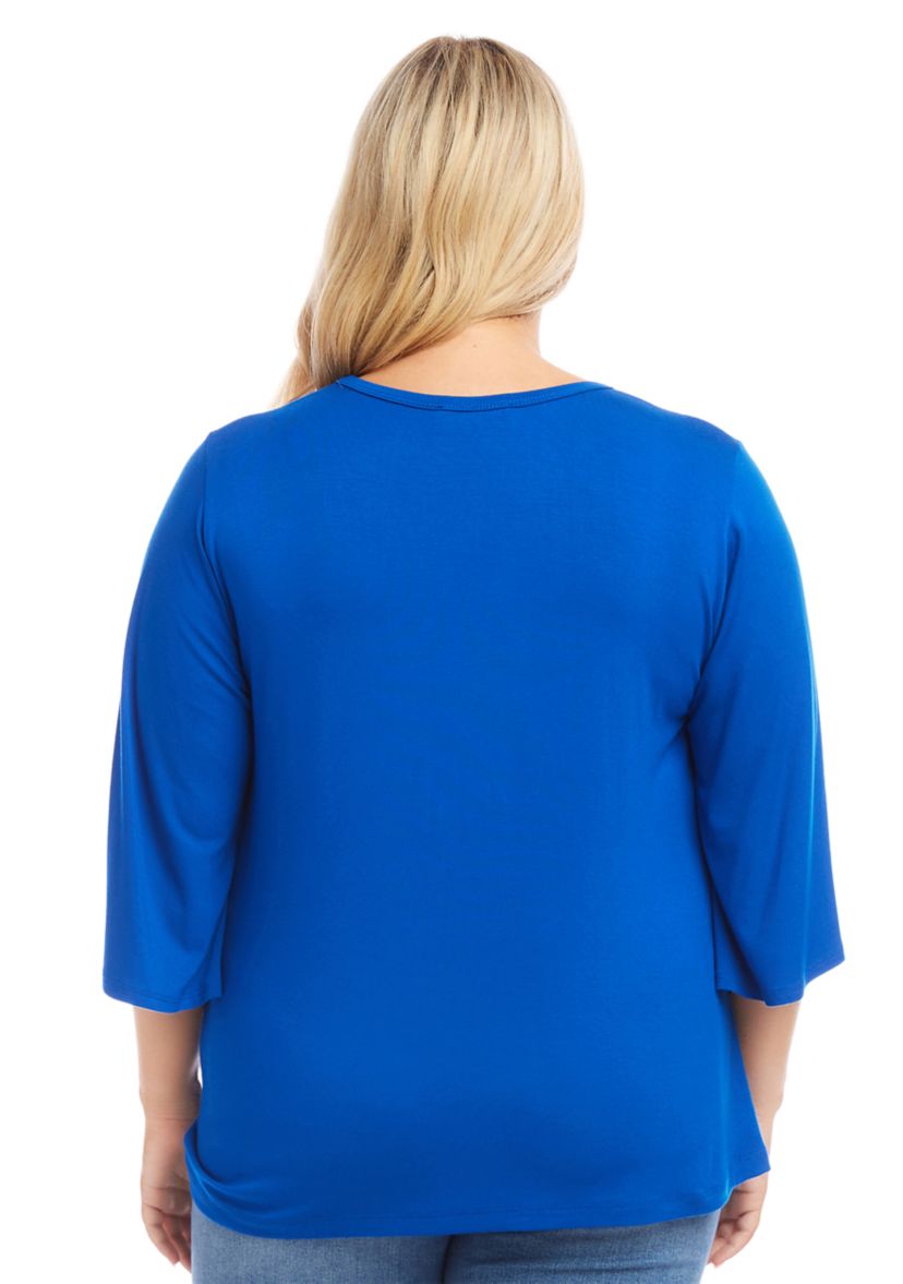 Plus Size Flare Sleeve Pick Up Top