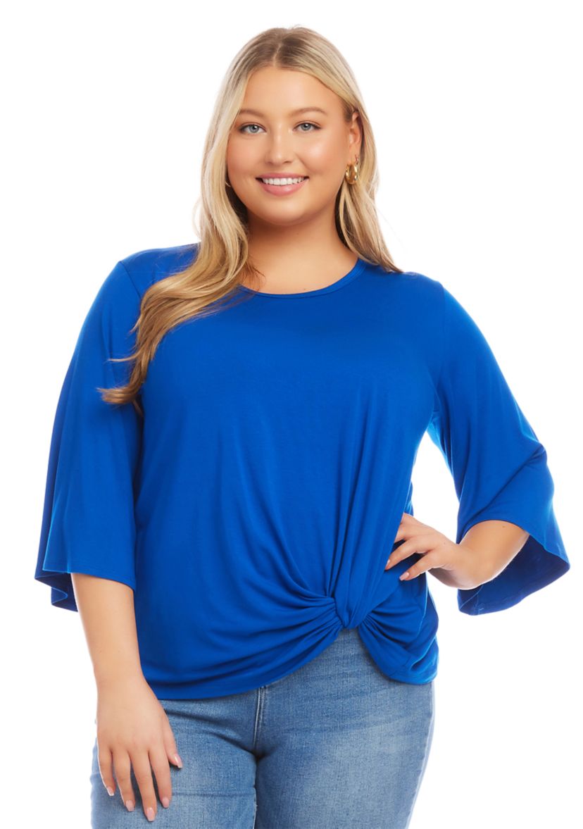 Plus Size Flare Sleeve Pick Up Top