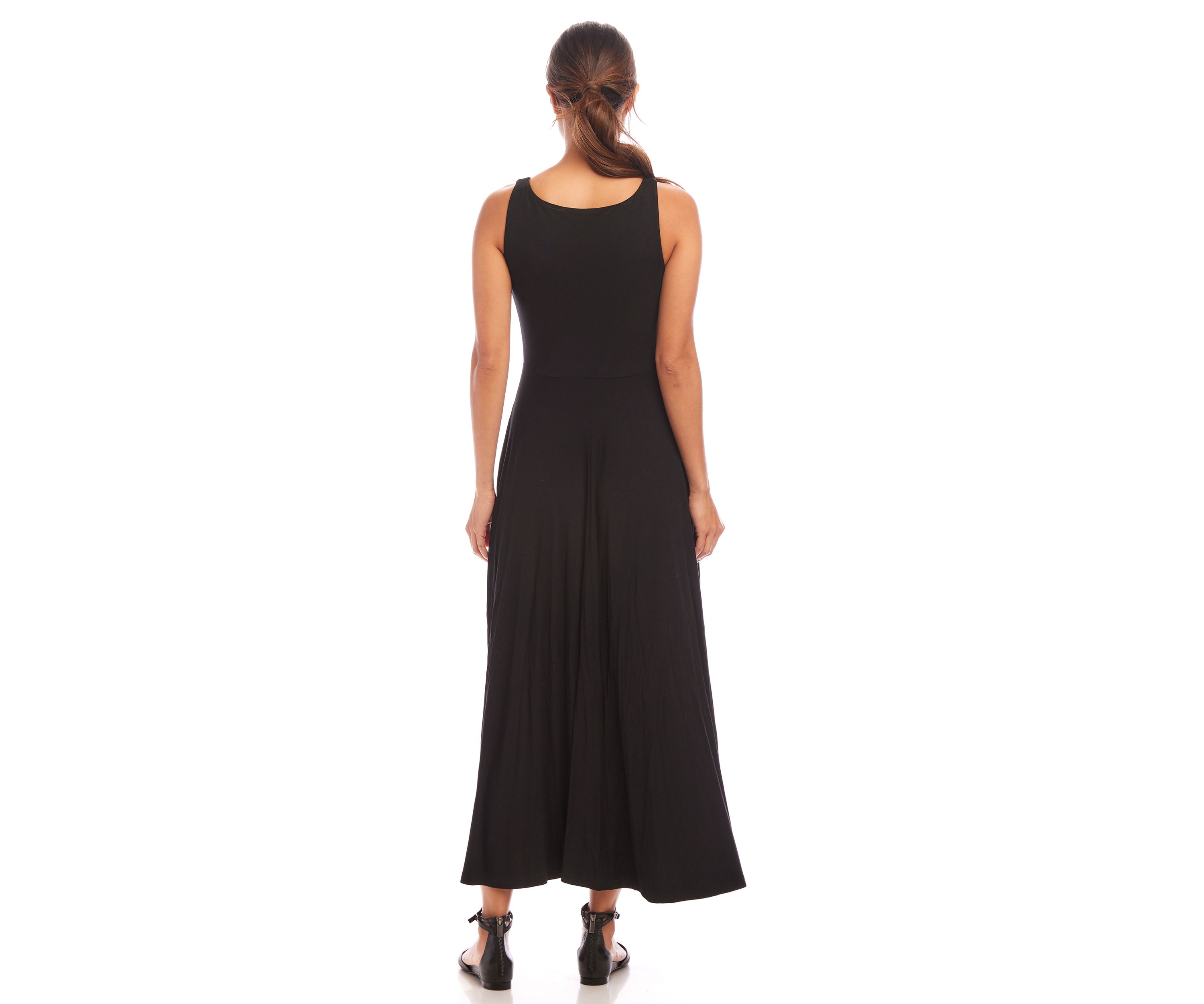 Womens Sleeveless Flare Midi Dress