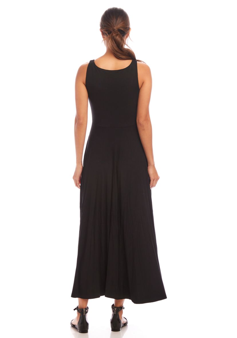 Womens Sleeveless Flare Midi Dress