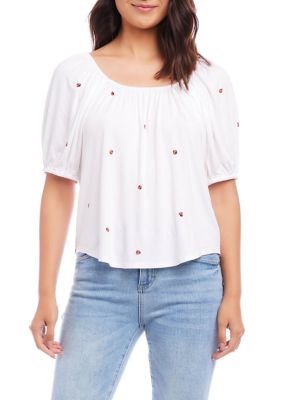 Women's Ladybug Peasant Top