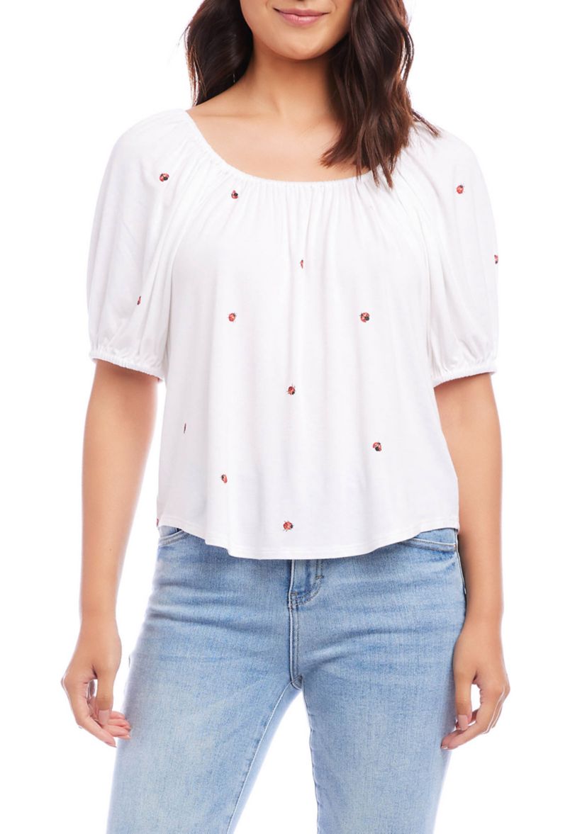 Womens Ladybug Peasant Top
