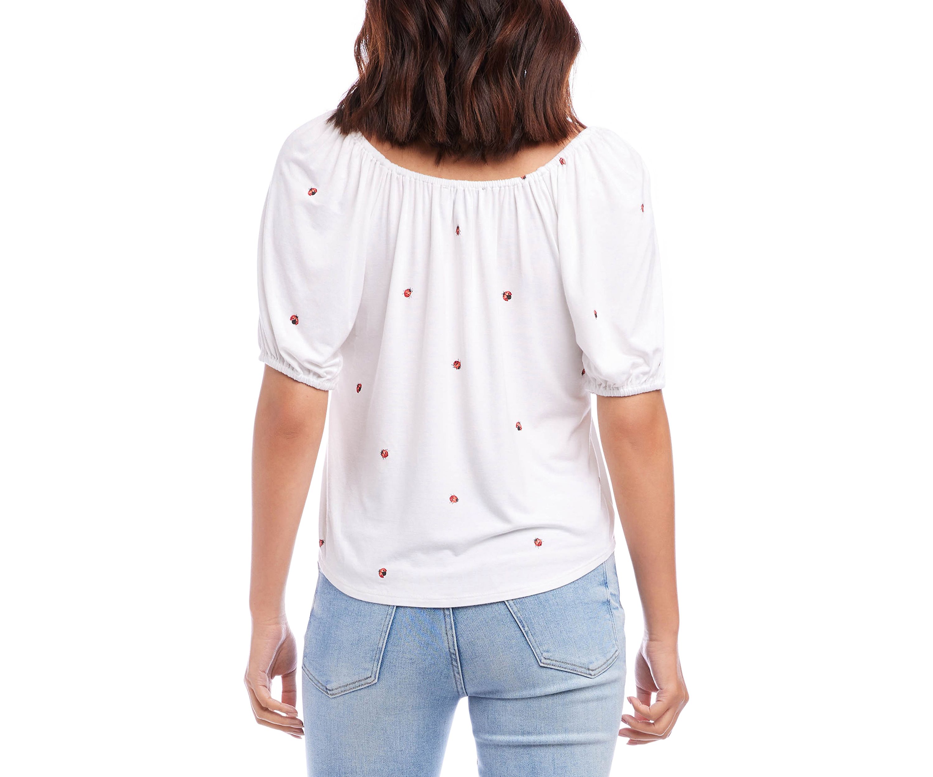 Womens Ladybug Peasant Top