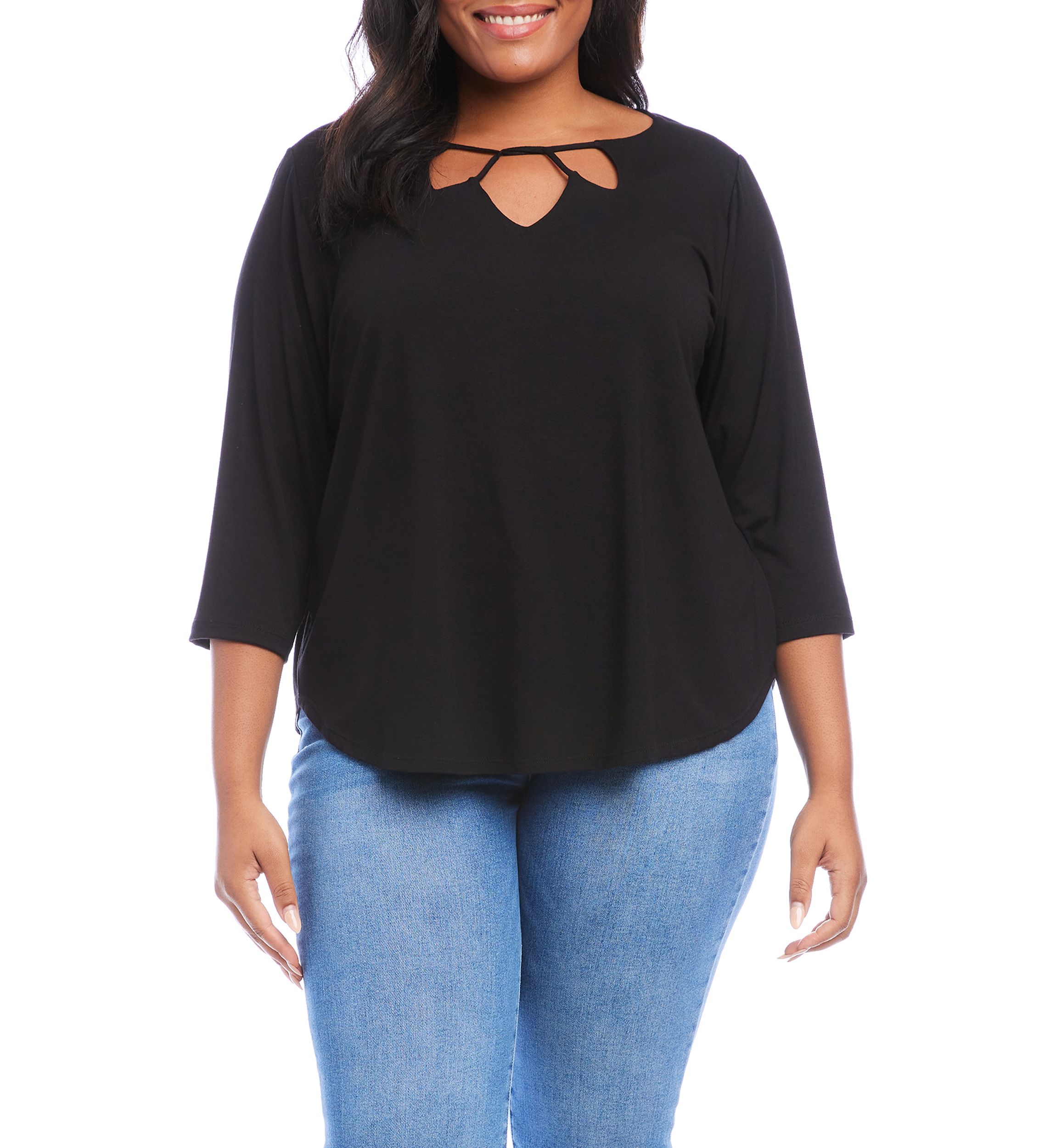 Plus Size Cut Out Shirttail T-Shirt