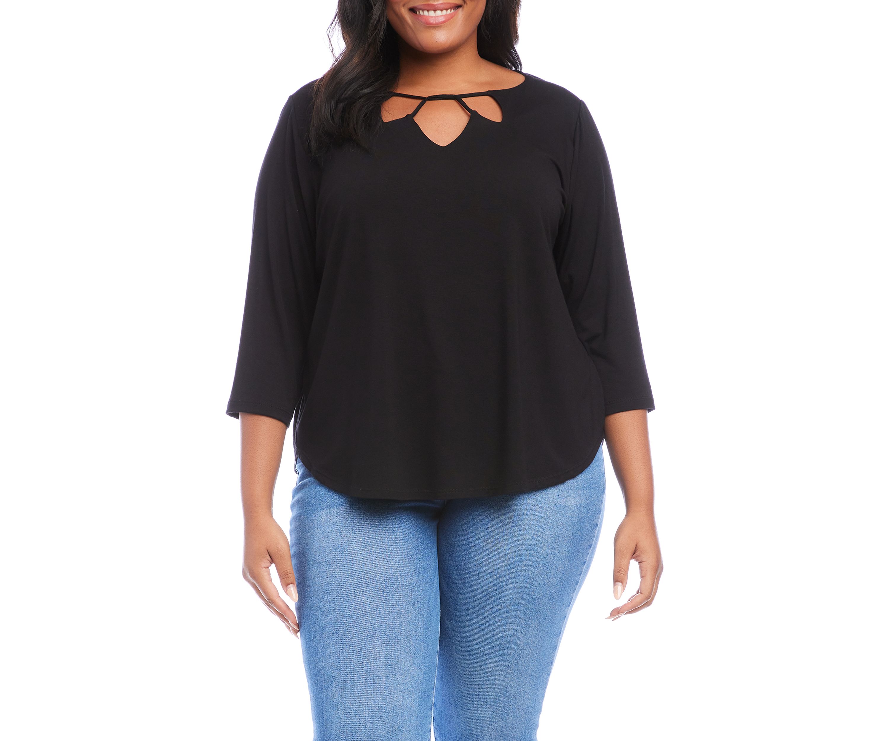 Plus Size Cut Out Shirttail T-Shirt