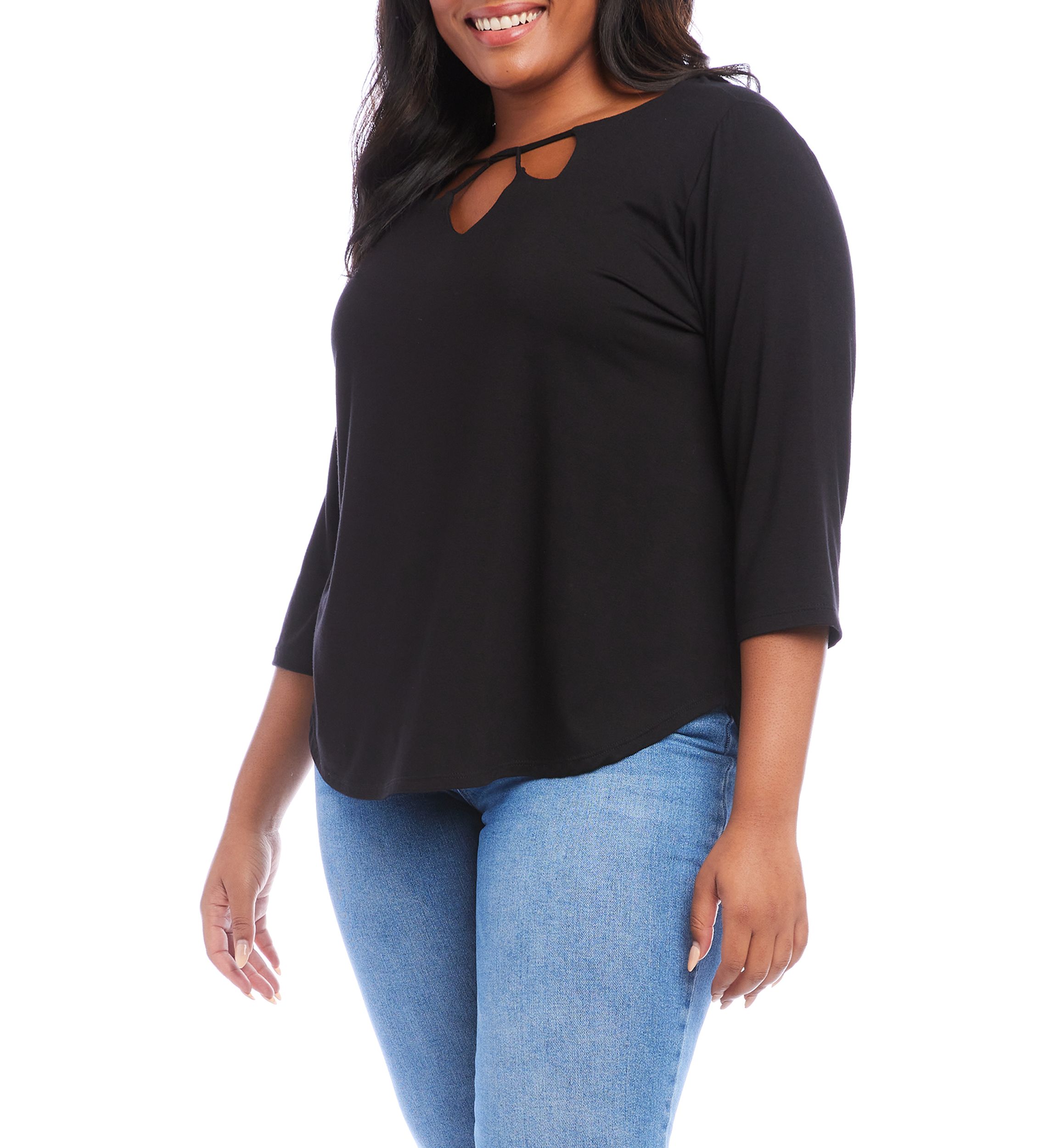 Plus Size Cut Out Shirttail T-Shirt