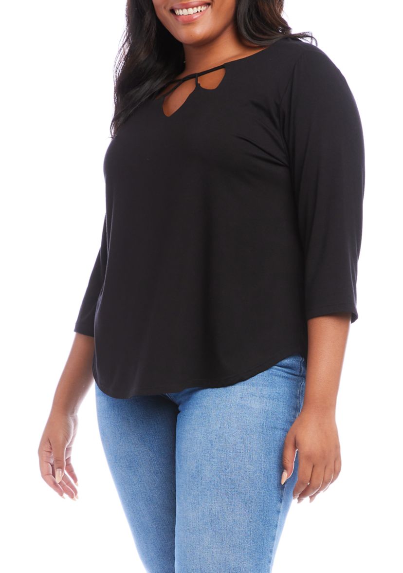 Plus Size Cut Out Shirttail T-Shirt