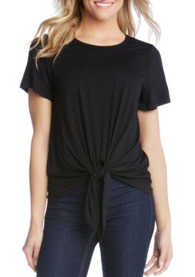 Karen Kane Short Sleeve Tie Front Jersey T Shirt | belk