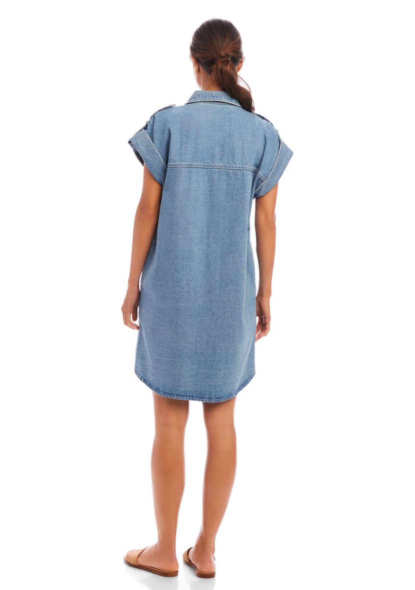 Womens Cap Sleeve Denim Shirtdress
