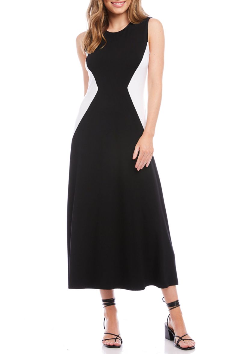 Womens Sleeveless Color Block Dress