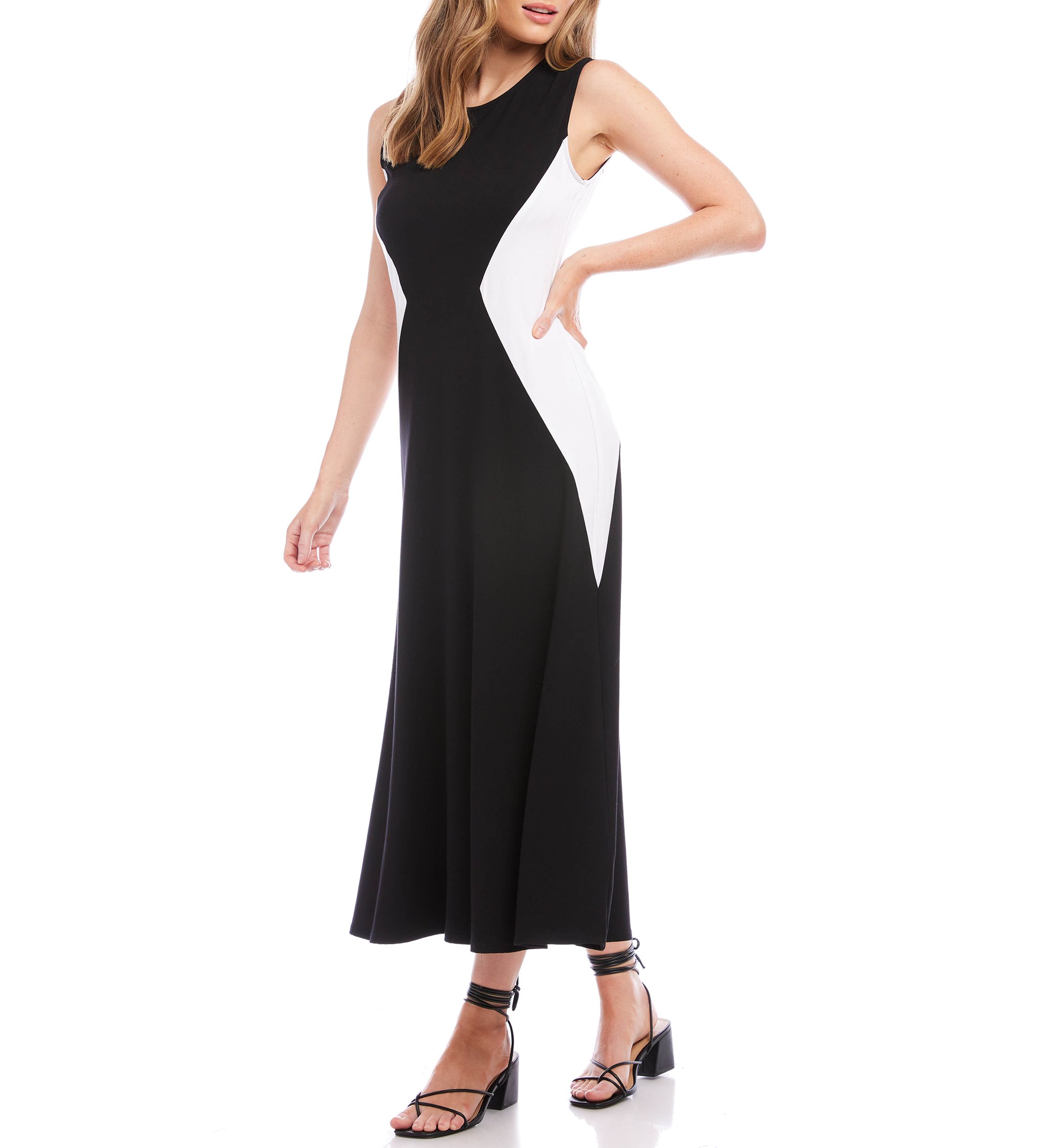 Womens Sleeveless Color Block Dress