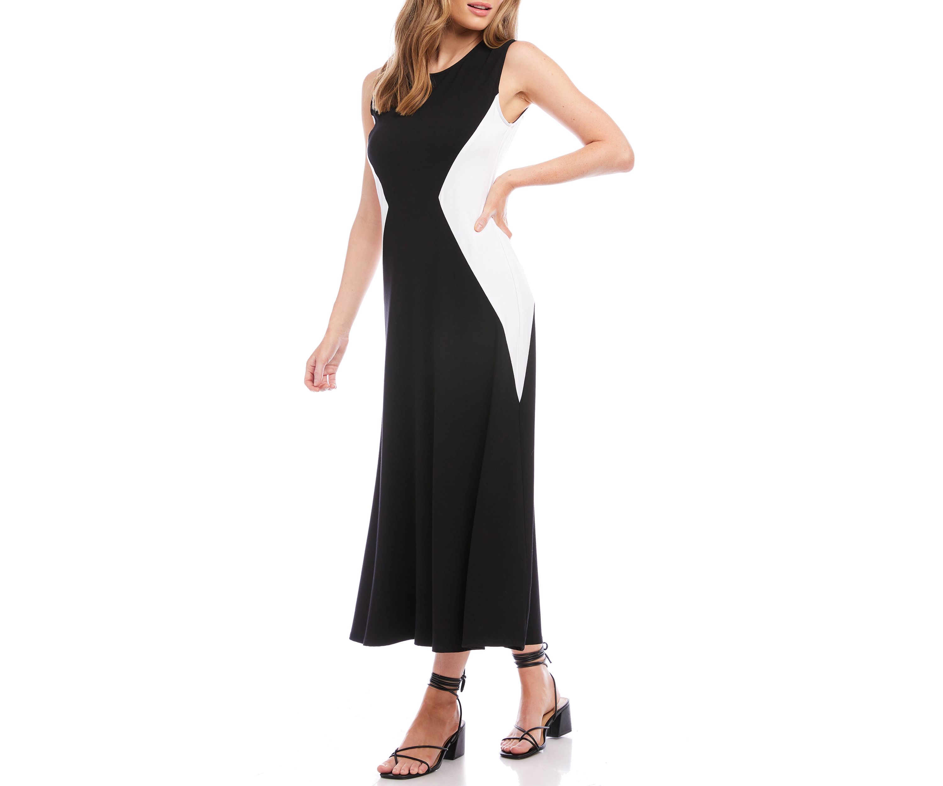Womens Sleeveless Color Block Dress