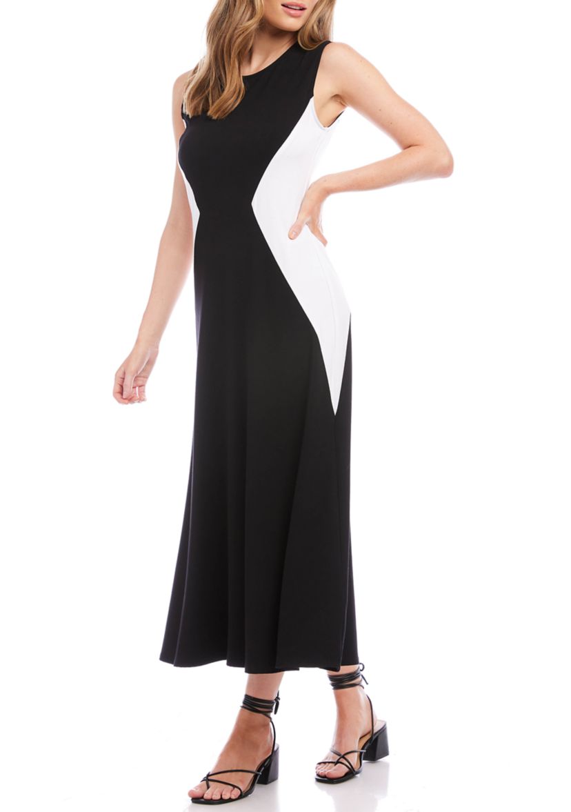Womens Sleeveless Color Block Dress