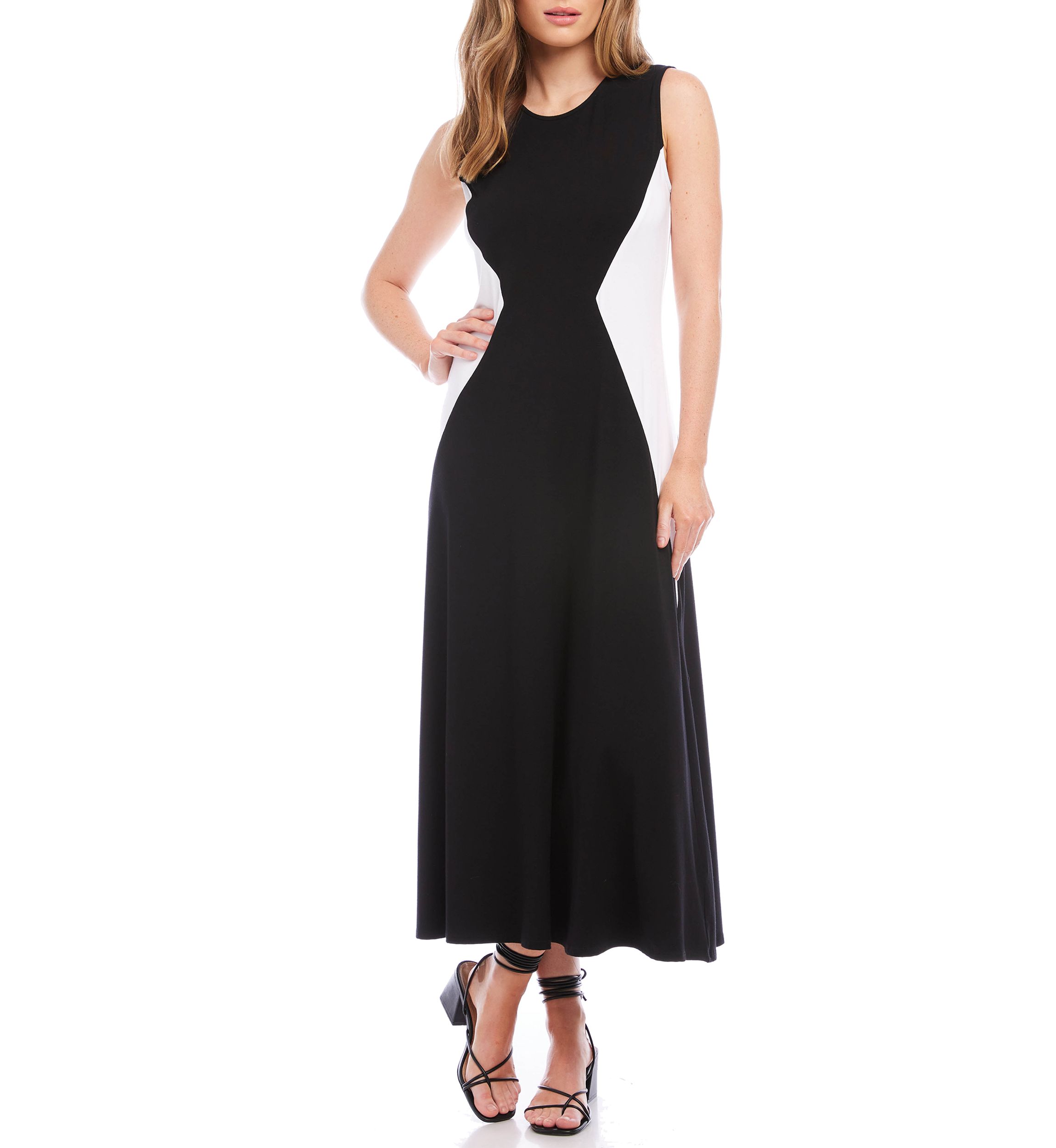 Womens Sleeveless Color Block Dress
