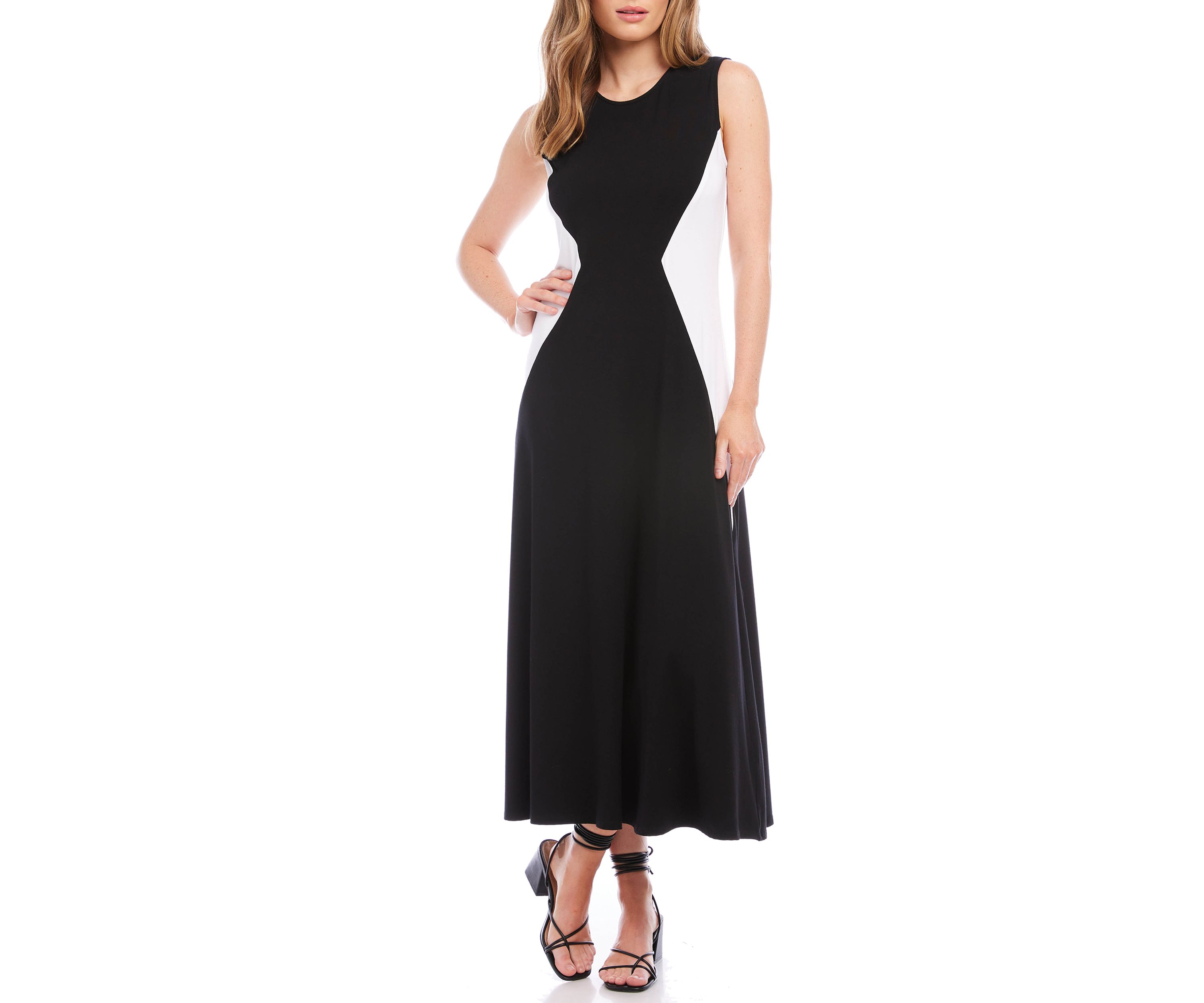 Womens Sleeveless Color Block Dress