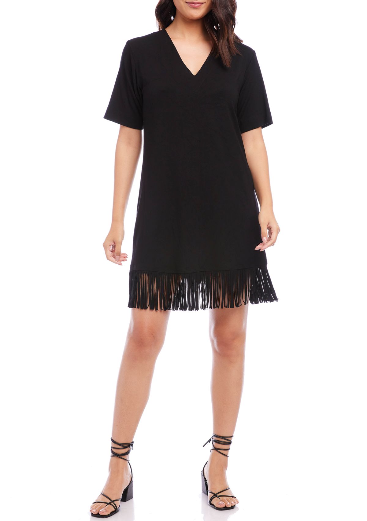 Womens V-Neck Fringe Dress