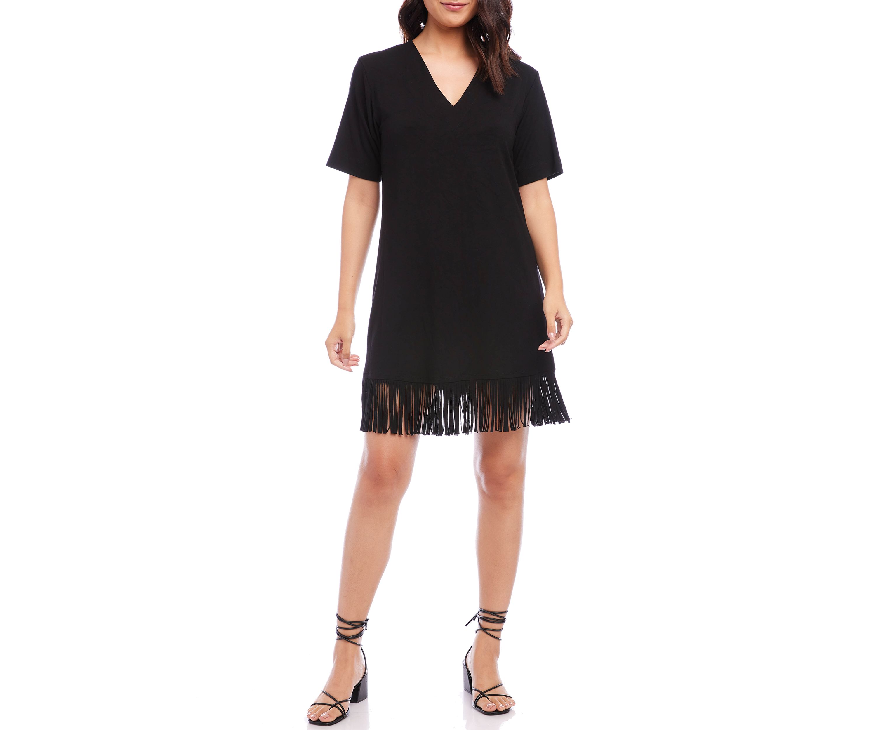 Womens V-Neck Fringe Dress