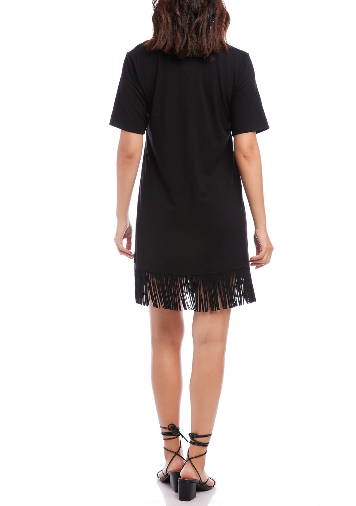 Womens V-Neck Fringe Dress