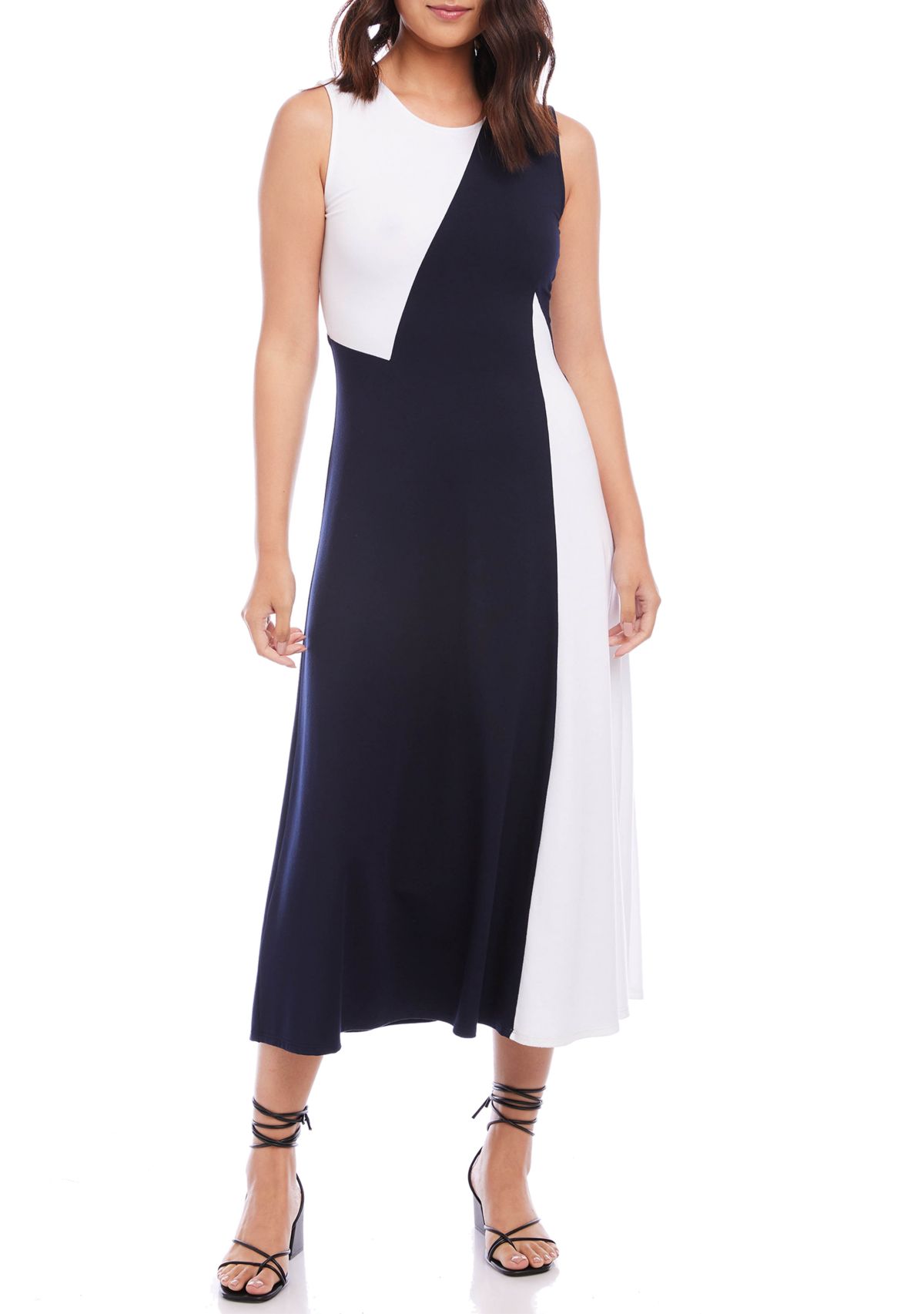 Womens Sleeveless Color Block Dress