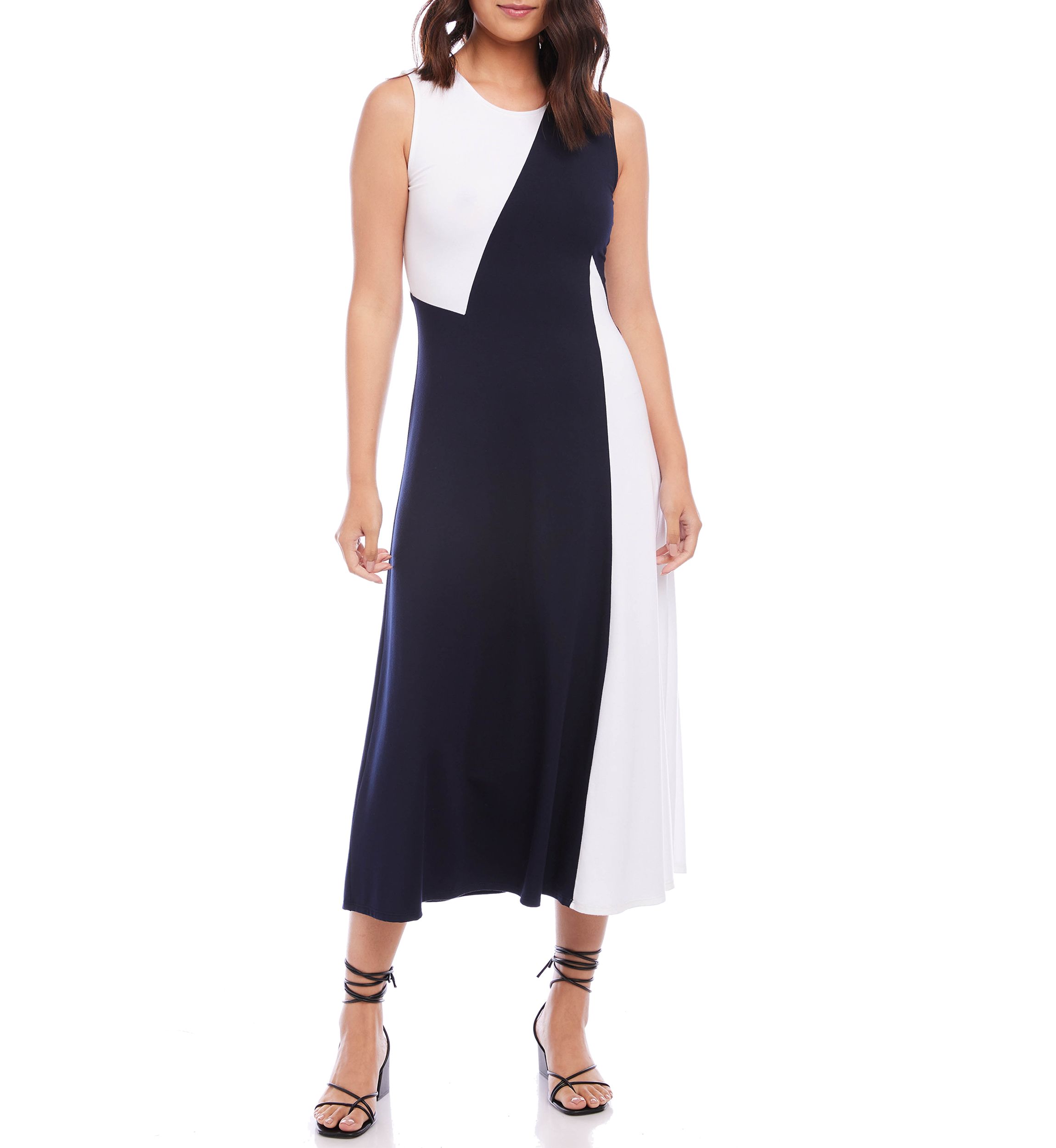 Womens Sleeveless Color Block Dress