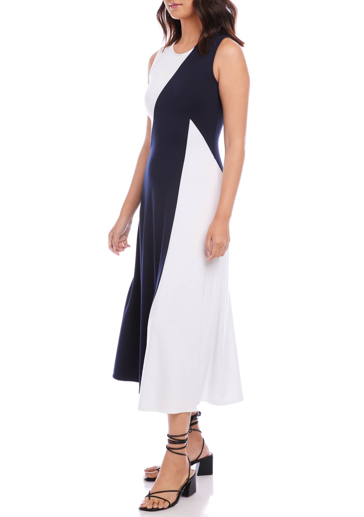 Womens Sleeveless Color Block Dress