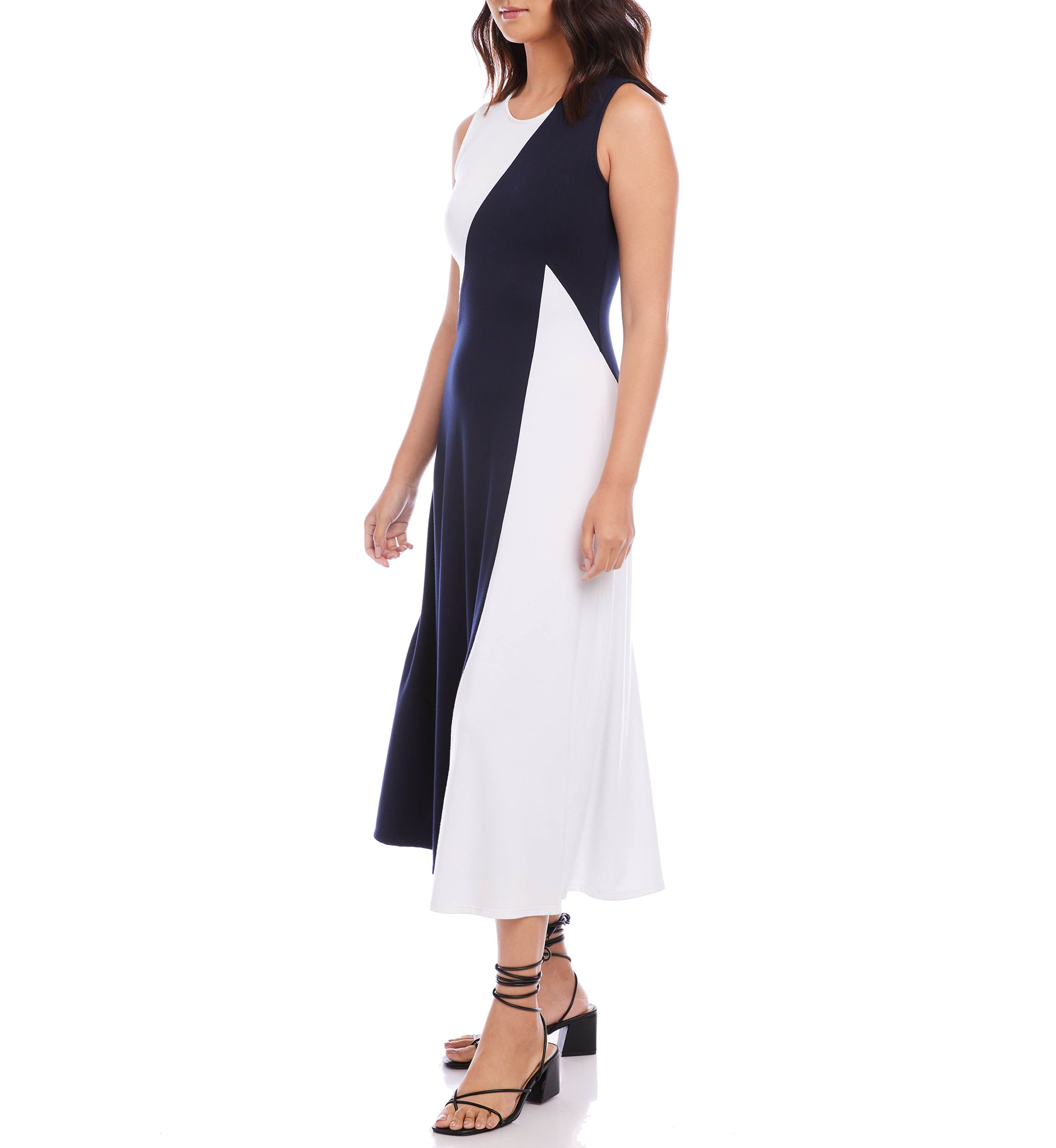 Womens Sleeveless Color Block Dress