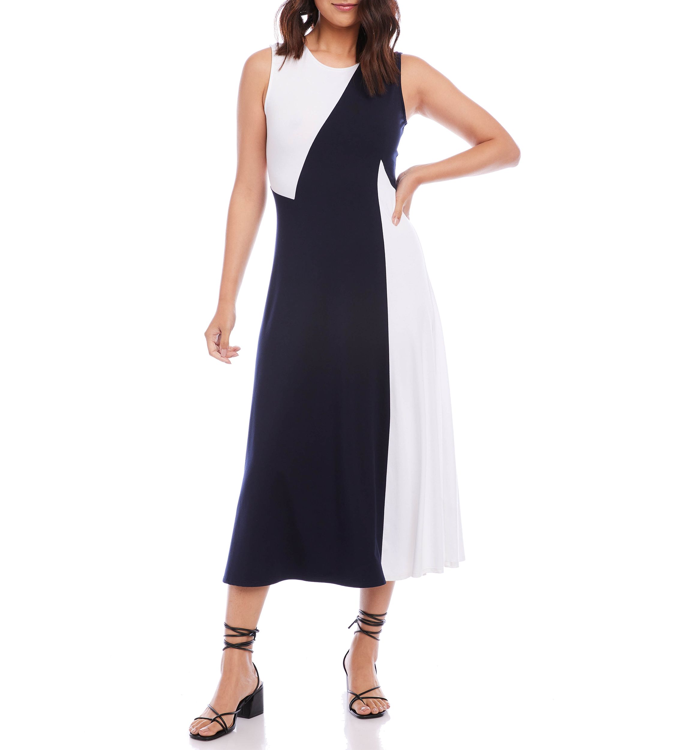 Womens Sleeveless Color Block Dress