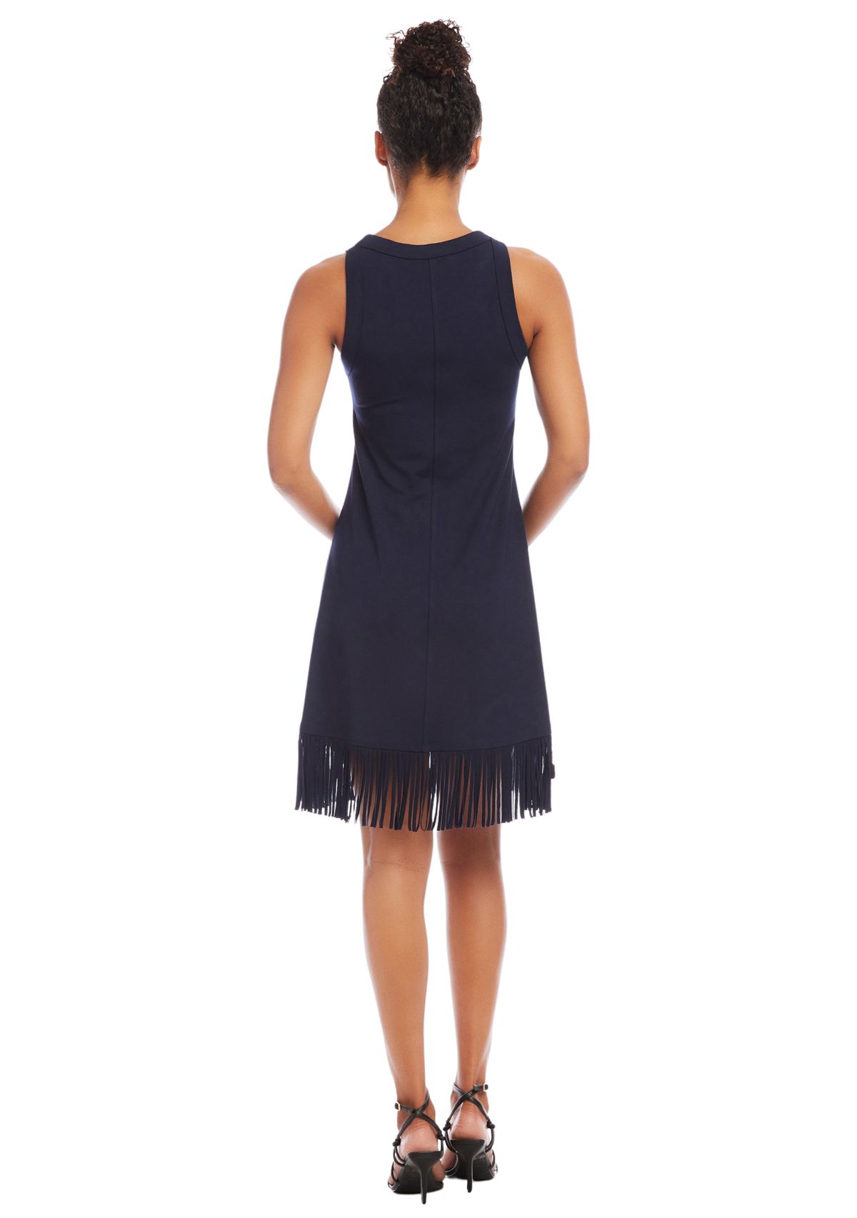 Womens Sleeveless Fringe Hem Dress